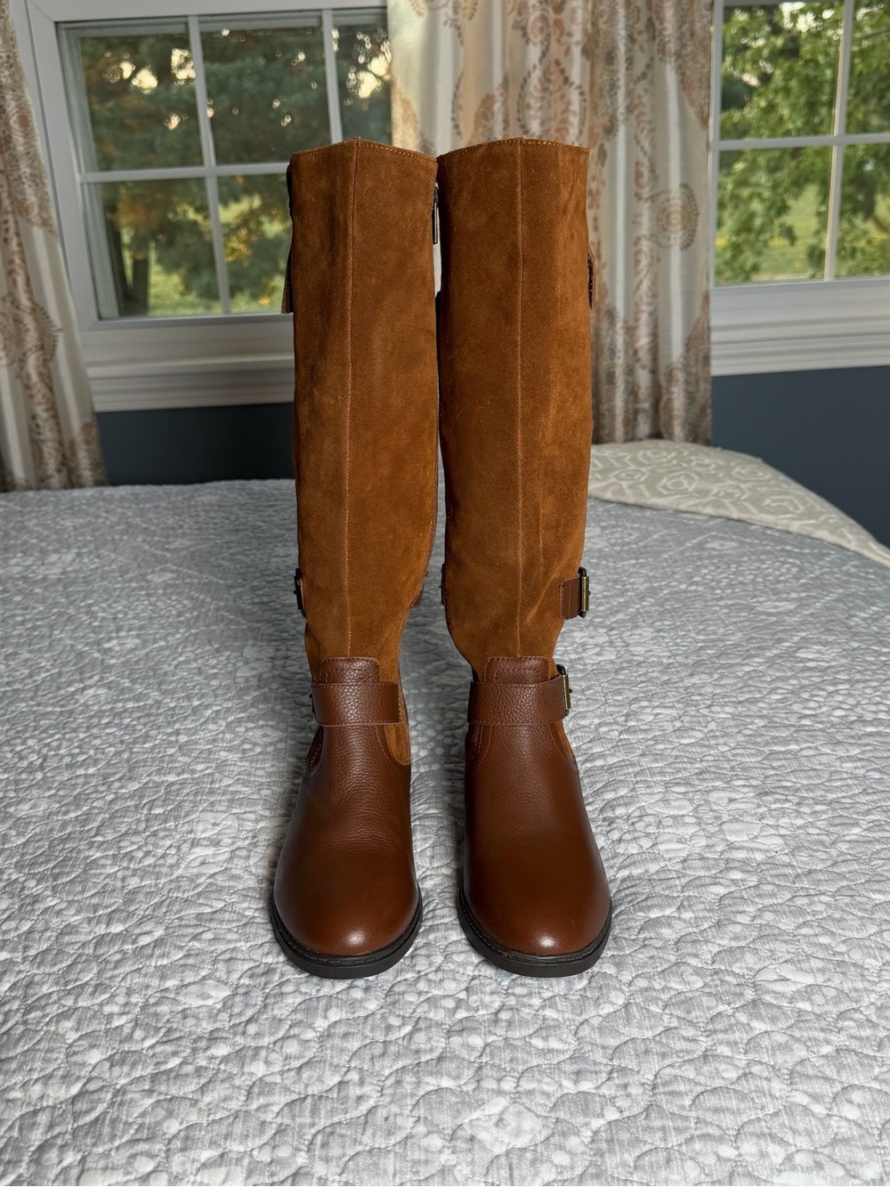 American Rag Two-Tone Brown Leather & Suede Tall Boots. Size 9, new without box.